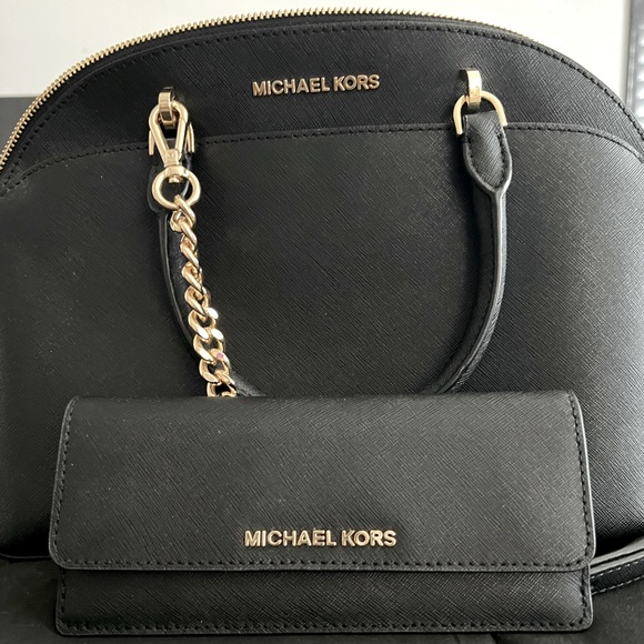 MICHAEL Michael Kors Handbags - Never used Michael Kors Black Leather Purse and matching wallet